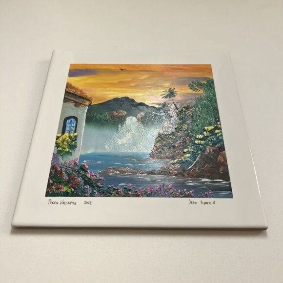 Hand Painted Ceramic Tile 8”X8” Puerto Vallarta 2012 Mexico Artist Signed Jesus - Picture 3 of 4